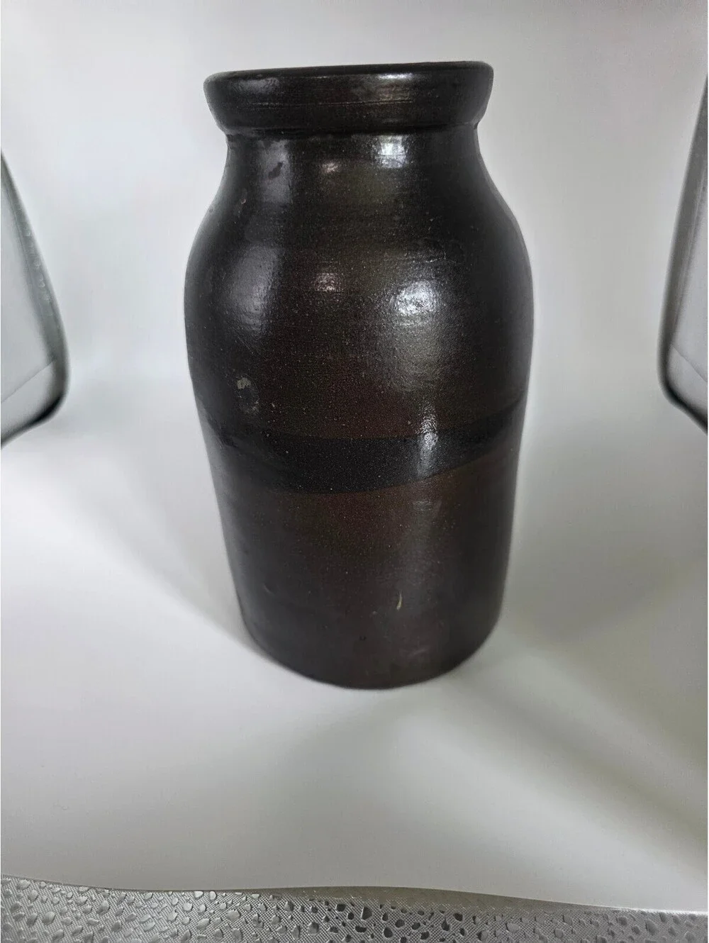 Vintage Dark Brown Black Glazed Pottery Vase Rustic Primitive Ceramic Decor